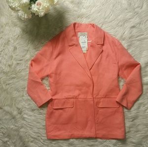 Zara Trafaluc New Salmon Cotton Pea Coat Sz Large